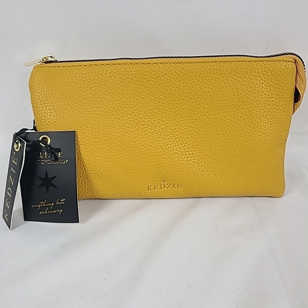NEW Kedzie Eclipse Convertible Wallet Crossbody Golden Yellow - Picture 2 of 10